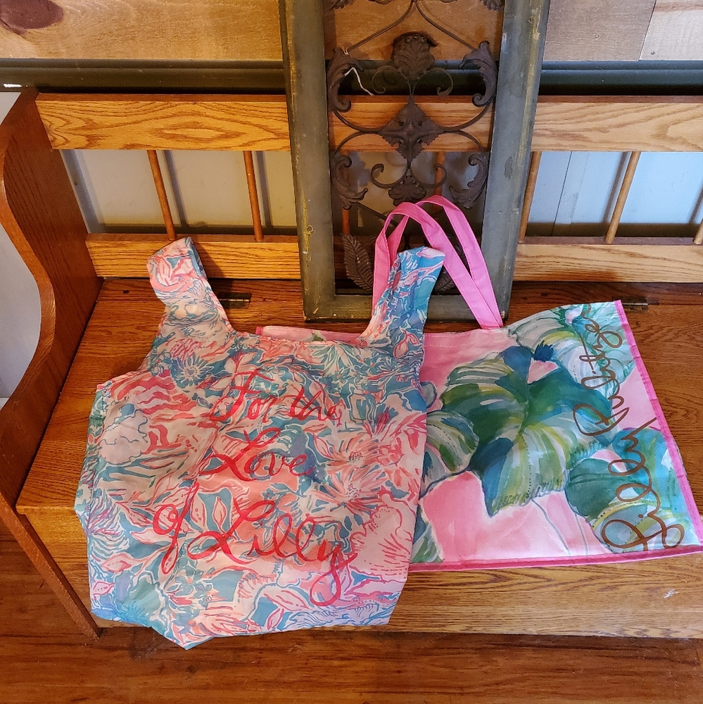 Lilly Pulitzer Floral Reusable Shopping Tote Bags (2)